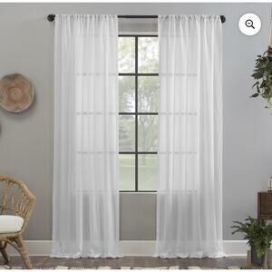 Clean Window Crushed Texture Anti-Dust Sheer Linen Blend Curtain Panel, 52"x63"